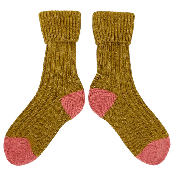 Recycled Lambswool & Silk Blend Unisex Ribbed Socks