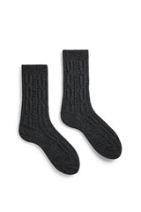 Women’s Chunky Cable Wool Cashmere Crew Socks