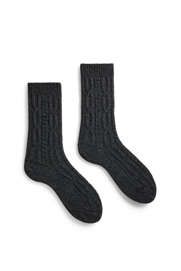 Women’s Chunky Cable Wool Cashmere Crew Socks