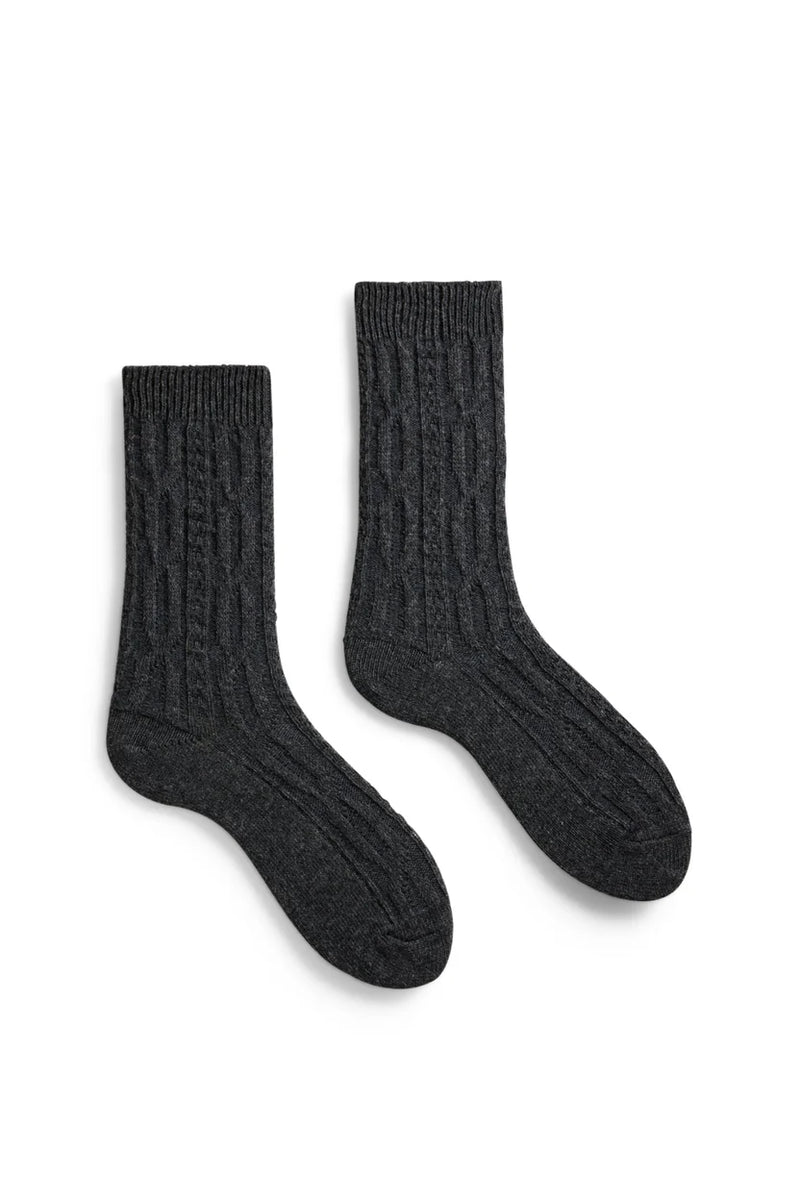 Women’s Chunky Cable Wool Cashmere Crew Socks