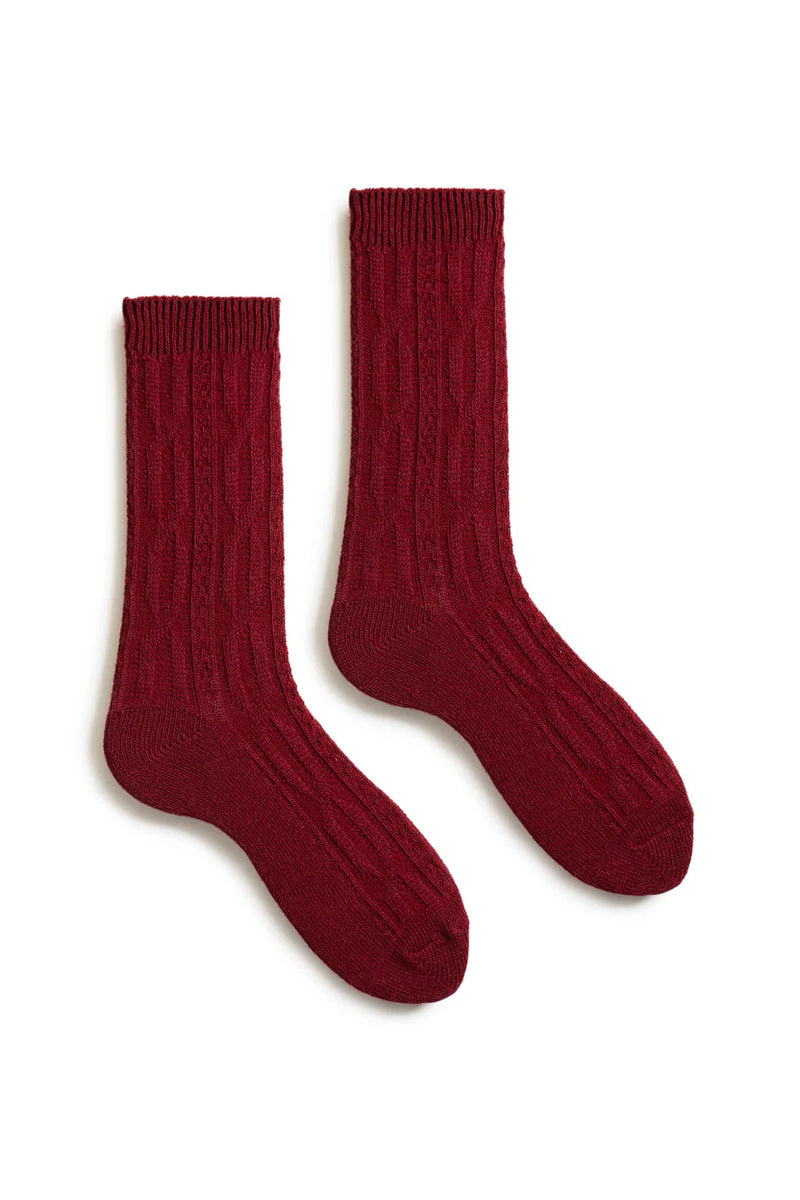 Women’s Chunky Cable Wool Cashmere Crew Socks