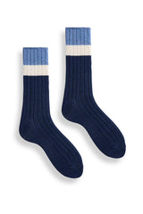 Women’s Ribbed Colorblock Wool Cashmere Crew Socks