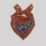 Embroidered Silk Noil Bandana
