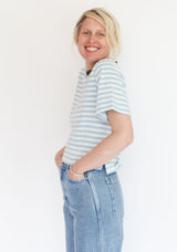 Bay-Sue Pale Blue & White Stripe Tee
