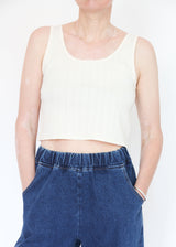 Crop Pointelle Scoop Tank - Natural