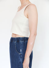 Crop Pointelle Scoop Tank - Natural