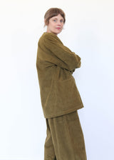 Corduroy Geometric Jacket - Dark Olive