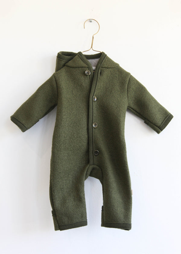 Babies Boiled Wool Overall - Olive