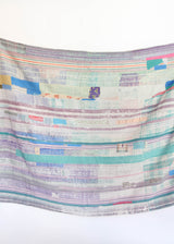 Kantha Quilt - Lt. Green/Blue/Pink Stripe