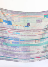 Kantha Quilt - Lt. Green/Blue/Pink Stripe