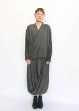 Double Layered Drapy Skirt - Slate