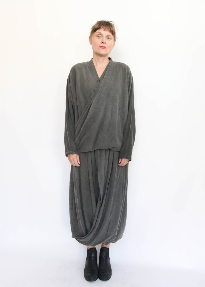 Double Layered Drapy Skirt - Slate