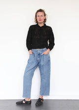 Upcycled Front Pleat Denim Pant