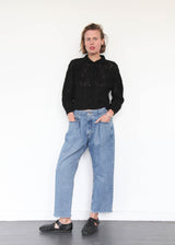 Upcycled Front Pleat Denim Pant