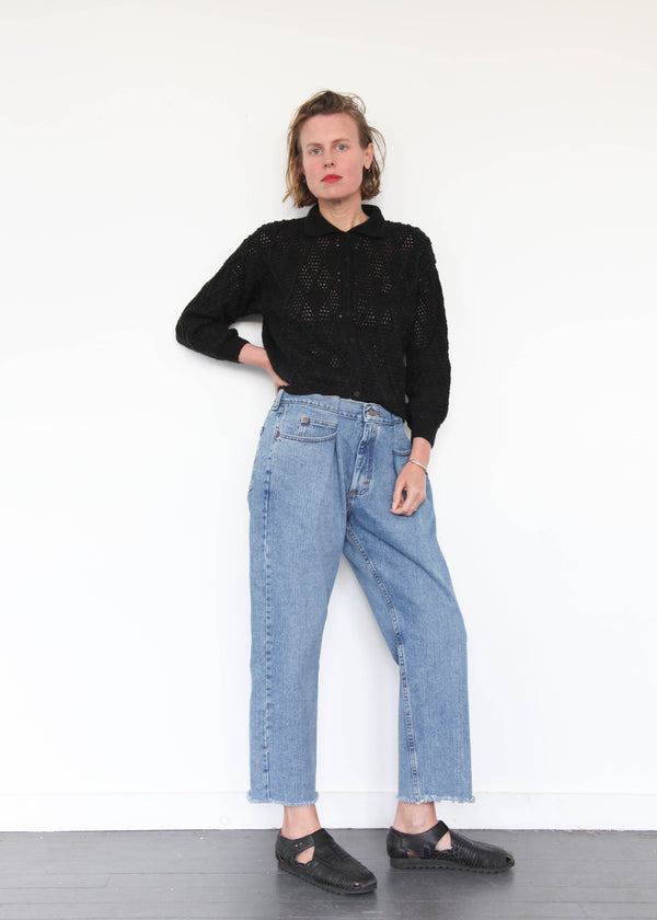 Upcycled Front Pleat Denim Pant