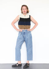 Upcycled Front Pleat Denim Pant