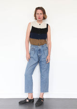 Upcycled Front Pleat Denim Pant