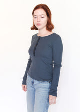 Pointelle Henley - Deep Teal