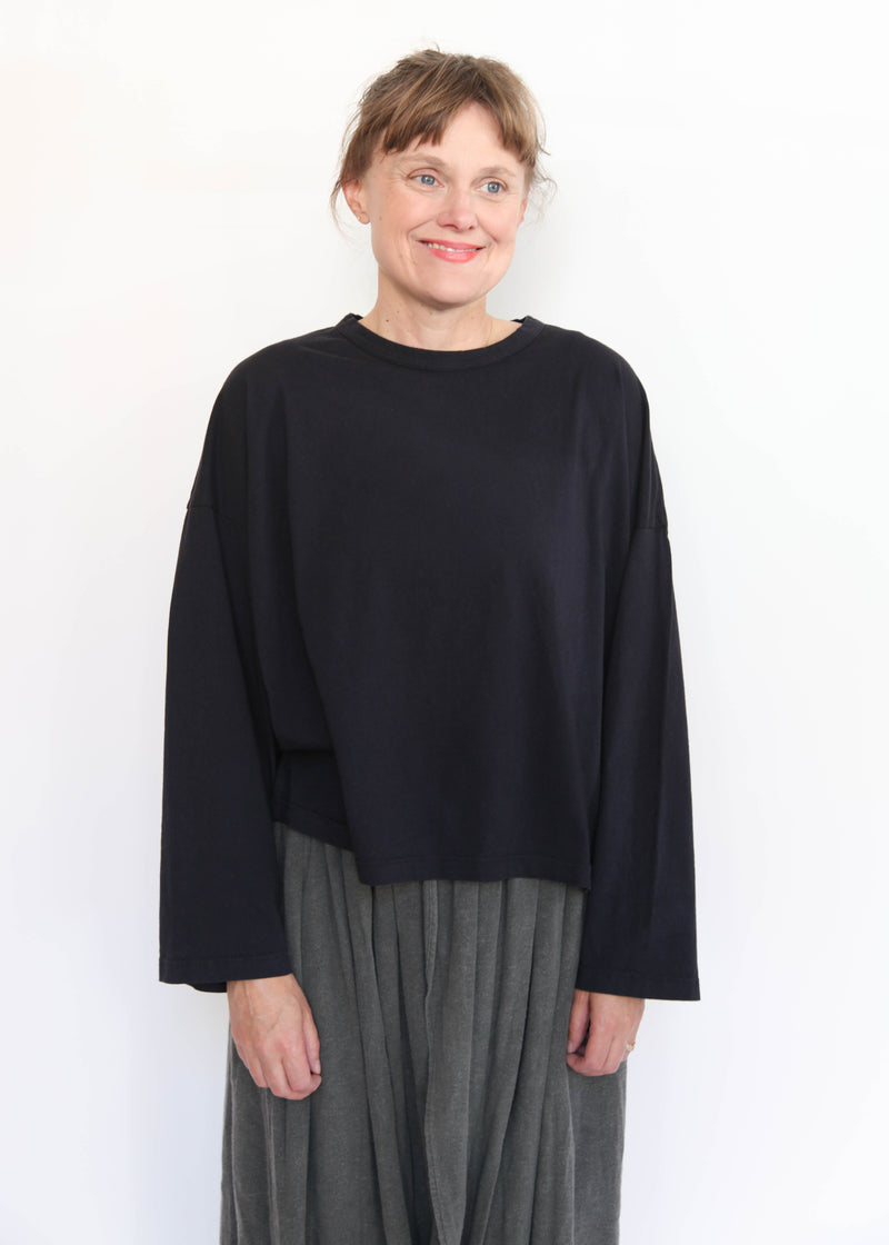 Wide Long Sleeve Tee - Black
