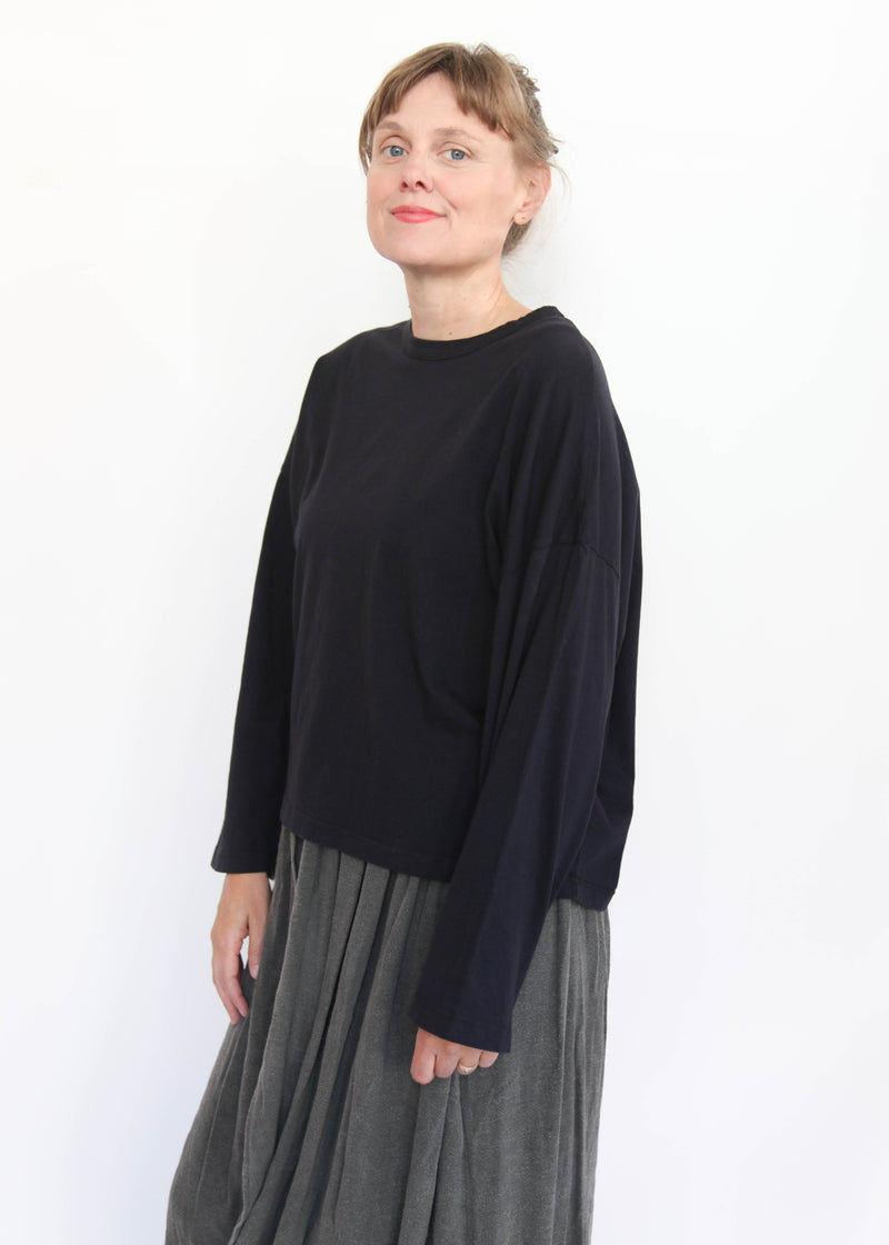 Wide Long Sleeve Tee - Black