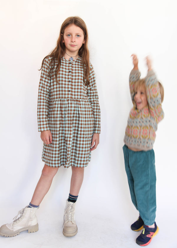 Brushed Dress 4311 - Coffee Checks