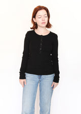 Pointelle Henley - Black