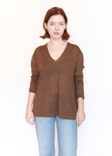 Fine Low V Neck - Rust