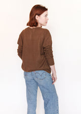 Fine Low V Neck - Rust