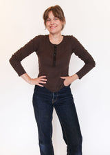 Pointelle Henley - Truffle