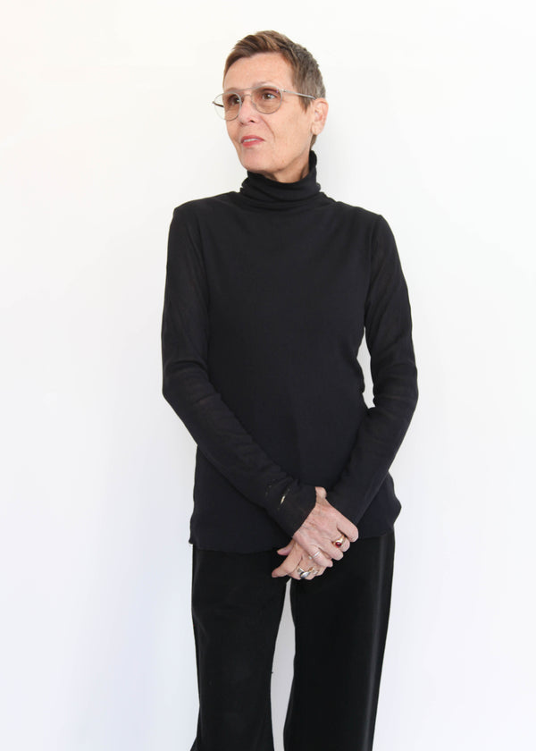 Double Mesh Turtleneck - Black