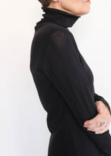 Double Mesh Turtleneck - Black