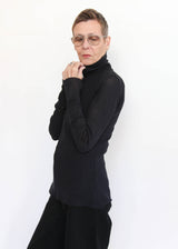 Double Mesh Turtleneck - Black
