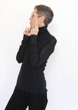 Double Mesh Turtleneck - Black