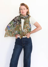 Shawl Fleur-2 - Black/Olive