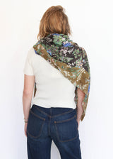 Shawl Fleur-2 - Black/Olive