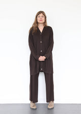 Wool Long Cardigan - Cacao OS