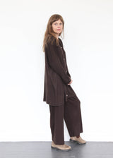 Wool Long Cardigan - Cacao OS