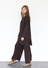 Wool Long Cardigan - Cacao OS