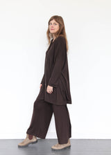 Wool Long Cardigan - Cacao OS