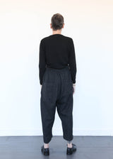 Wool Herringbone Pants Black