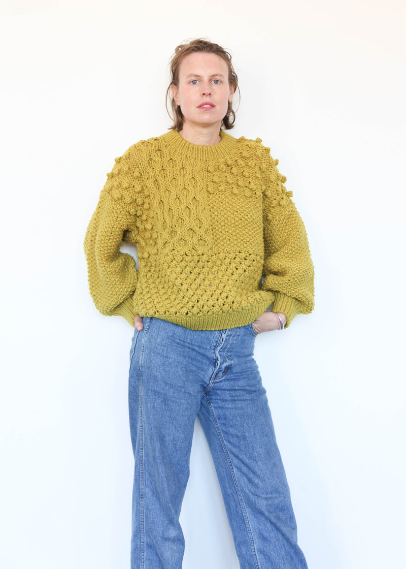 Hand Knit Pullover Yellow