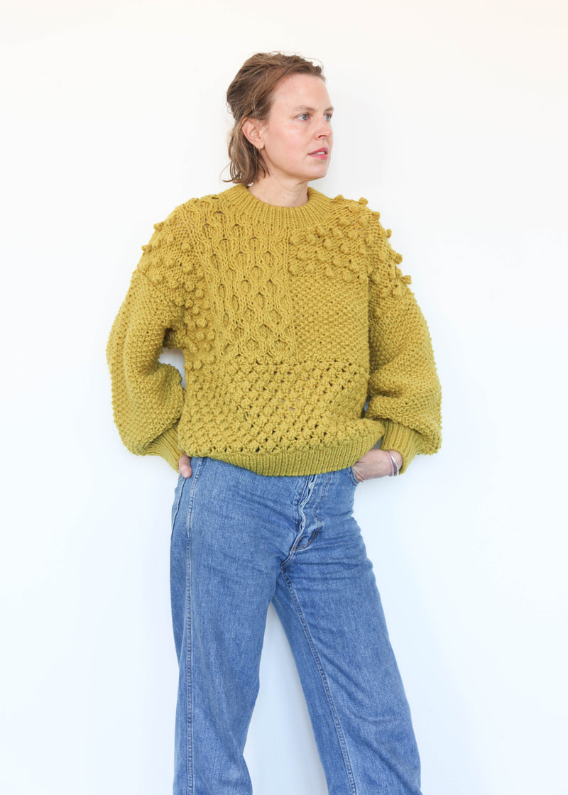 Hand Knit Pullover Yellow