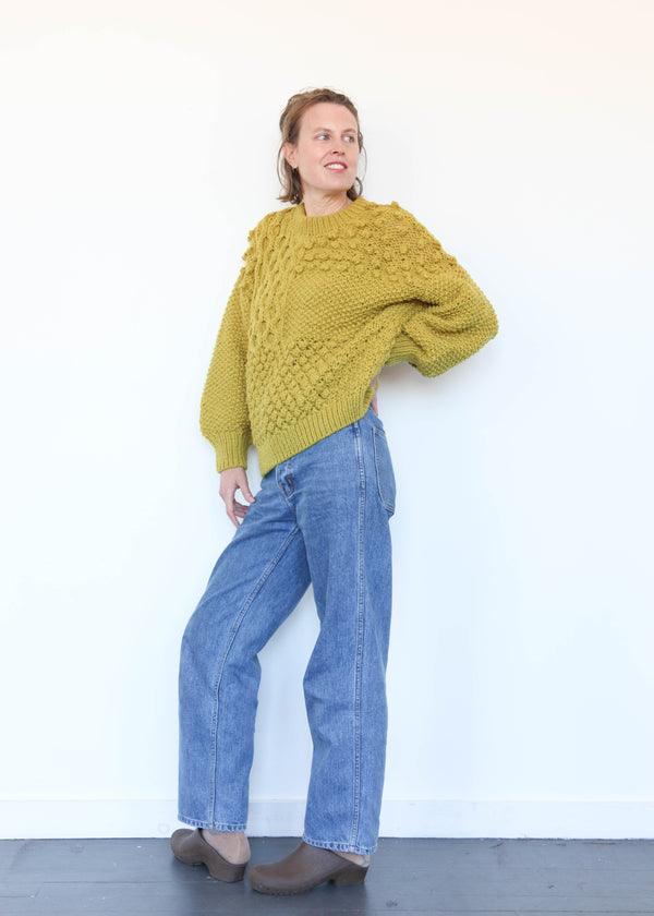 Hand Knit Pullover Yellow