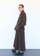 Linen Gingham Check Shirt Brown