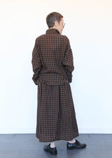 Linen Gingham Check Shirt Brown