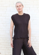 Pleated Sheath Top - Brown