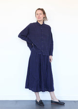 Linen Gingham Check Shirt Navy