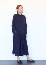 Linen Gingham Check Shirt Navy