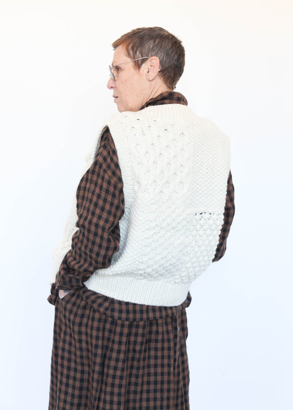 Hand Knit Vest White