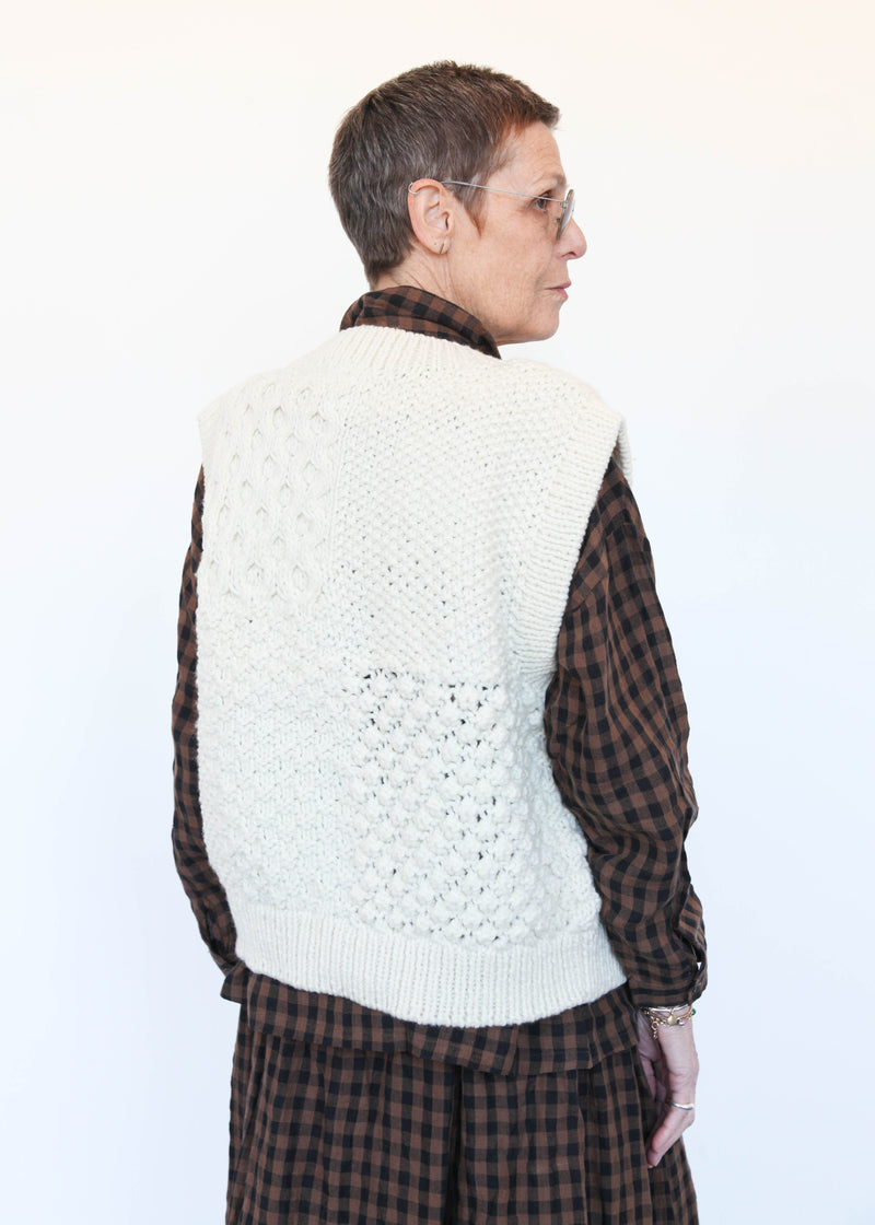 Hand Knit Vest White